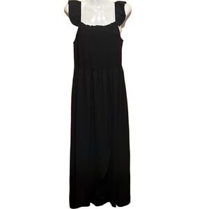 Sampeel dress Size Medium‎ Black Maxi Smocked Chest Mobwife Goth NWT